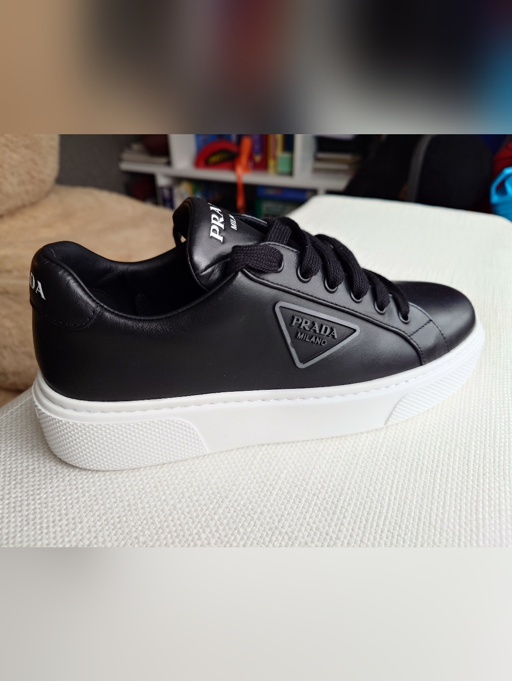 PRADA Milano Black Leather Platform Sneaker